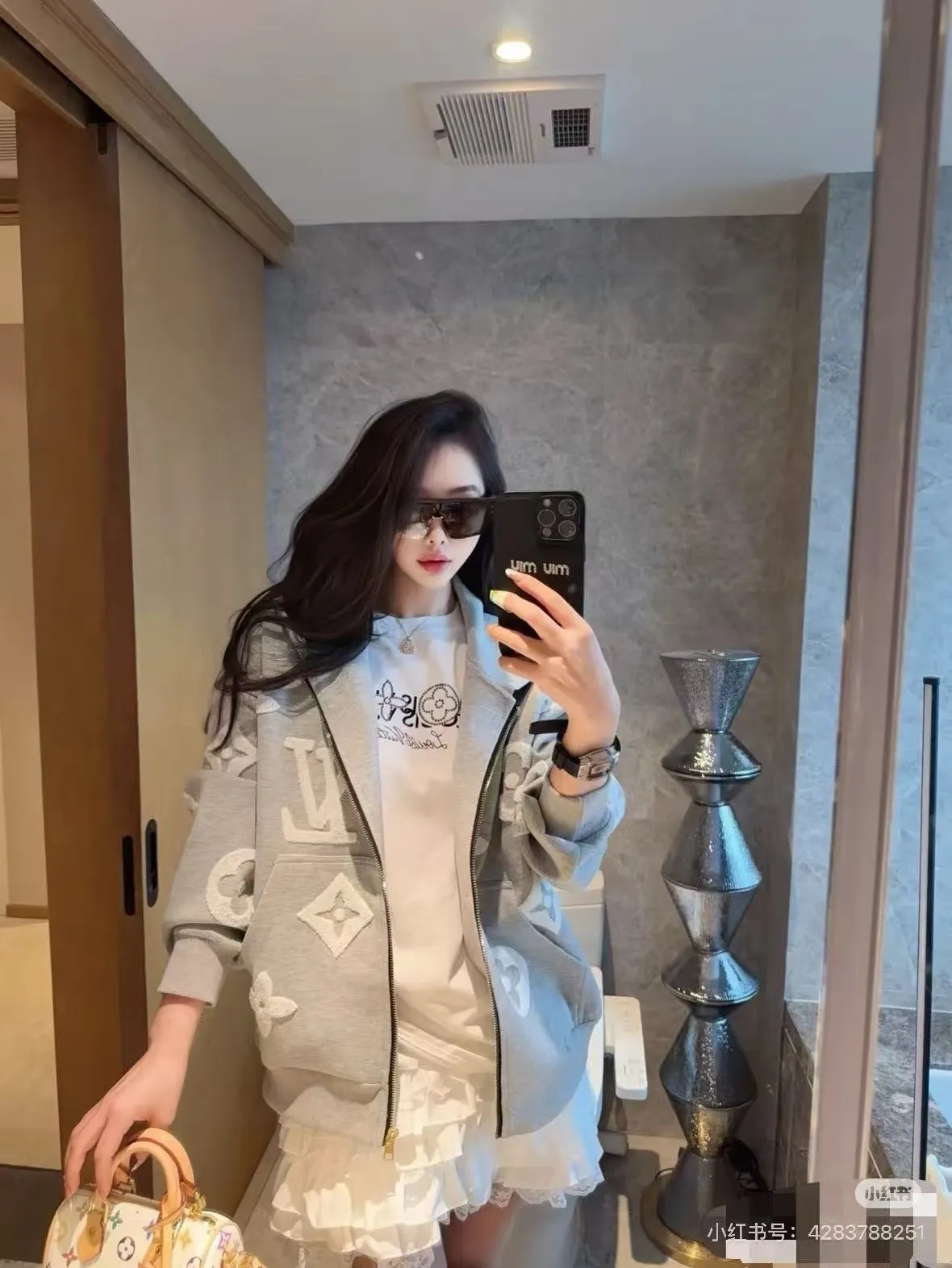 Louis Vuitton/Louis Vuitton towel logo zipper hooded sweatshirt jacket